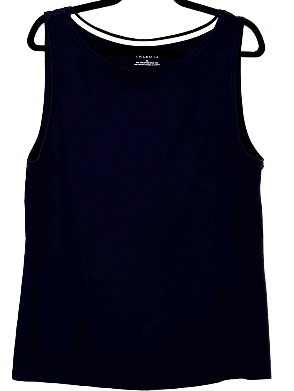 Talbots Pima Bateau-Neck Tank Navy Size XL 100% Pima Cottob